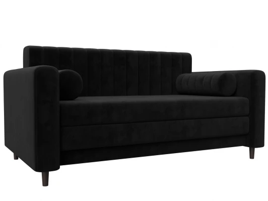 129748 Диван прямой Лига-070 (ЛДСП,Брус,Фанера/Дерево/Велюр/Черный) Лига Диванов 129748