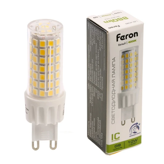 51742 Лампа светодиодная JCD9 диммируемая 10W 175-265V G9 4000К Feron LB-438 51742