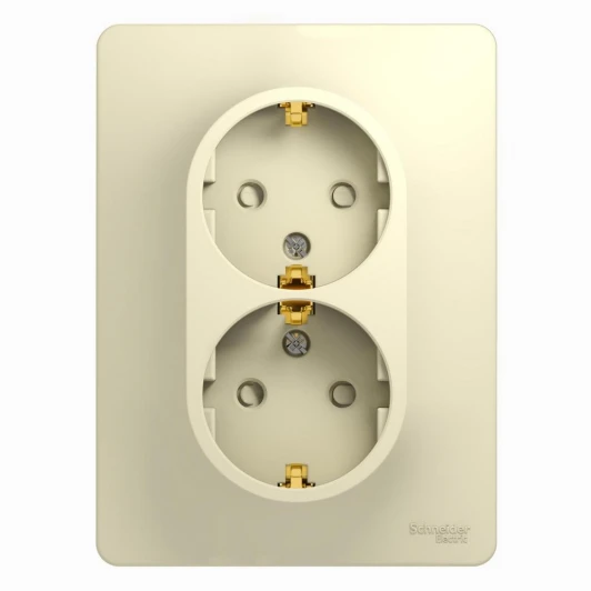 GSL000226 Розетка встраиваемая двойная с заземлением и шторками (Бежевый) Systeme Electric Glossa GSL000226