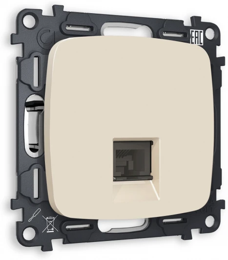 MO332010 Комплект механизма Ambrella Volt компьютерной розетки OMEGA MO332010 Бежевый матовый RJ-45(8P8C) CAT6 с защитной шторкой QUANT