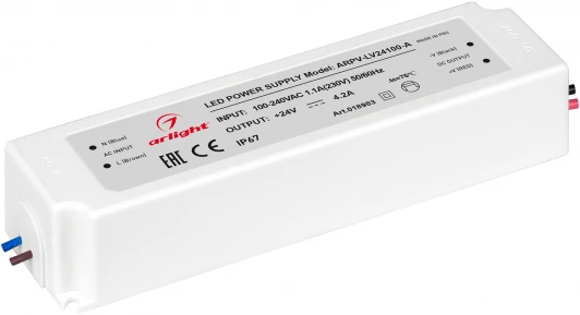 018983 Блок питания ARPV-LV24100-A (24V, 4.2A, 100W) (IP67 Пластик) 018983 Arlight ARPV