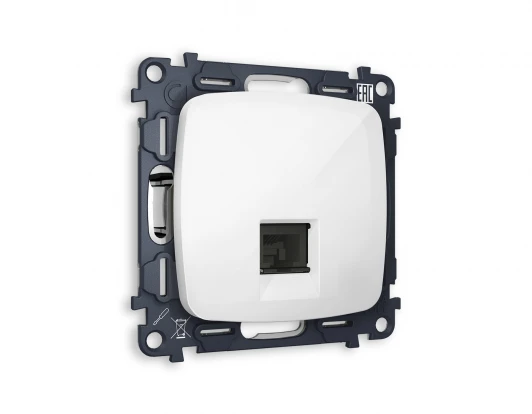 MO112005 Комплект механизма Ethernet RJ-45 розетки экранированной с автоматической защитной шторкой встраиваемый (белый глянец) Ambrella Volt QUANT MO112005