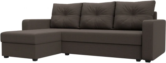 125986L Диван угловой Ливерпуль Лайт левый угол (Коричневый/Рогожка) Лига Диванов арт.125986L