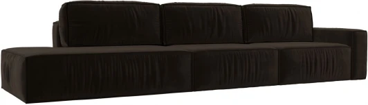 121749 Диван прямой Прага Модерн Лонг подлокотник справа (Коричневый/Микровельвет) Лига Диванов арт.121749