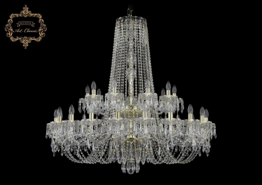 11.23.20+10.400.2d.Gd.Dr Подвесная большая люстра Art Classic 11.23 11.23.20+10.400.2d.Gd.Dr (220V, хрусталь, на цепи, подсвечник, свеча)
