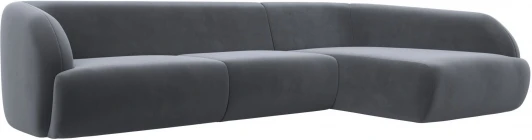 122190 Диван угловой Лига-041 правый угол (Серый/Велюр) Лига Диванов арт.122190