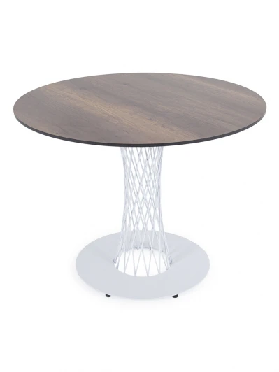 RC3050-R100-SHT-TU3-1 white Обеденный стол из HPL круглый Ø100см, цвет дуб, каркас белый 4SIS Диего RC3050-R100-SHT-TU3-1 white