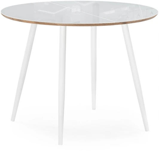 516545 Стеклянный стол Notta Абилин 100(140)х76 ультра белое стекло / дуб вотан / белый матовый 516545