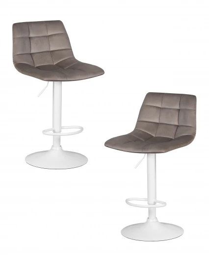 LM-5017-N_W-M_V-MJ9-75 Набор 2 шт стул барный DOBRIN TAILOR WHITE (серый велюр (MJ9-75))