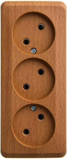 PA16-009T Розетка накладная тройная без заземления (бук) Systeme Electric Etude PA16-009T