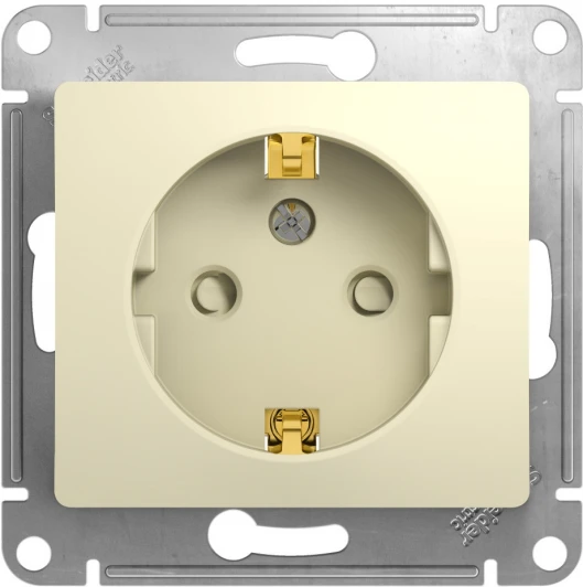 GSL000245 Розетка встраиваемая с заземлением и шторками (бежевый) Systeme Electric Glossa GSL000245