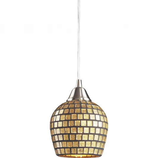 528-1GLD satin nickel / gold leaf mosaic Подвесной светильник N-Light 528 528-1GLD satin nickel / gold leaf mosaic