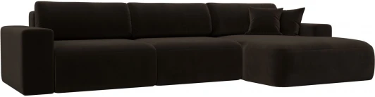 121383 Диван угловой Лига-036 НПБ Классик Лонг правый угол (Коричневый/Микровельвет) Лига Диванов арт.121383
