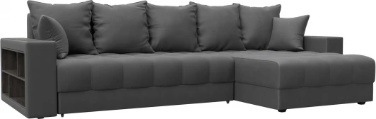 128615 Диван угловой с декором и полкой Лига-050 НПБ Лига Диванов (Замша) арт.128615