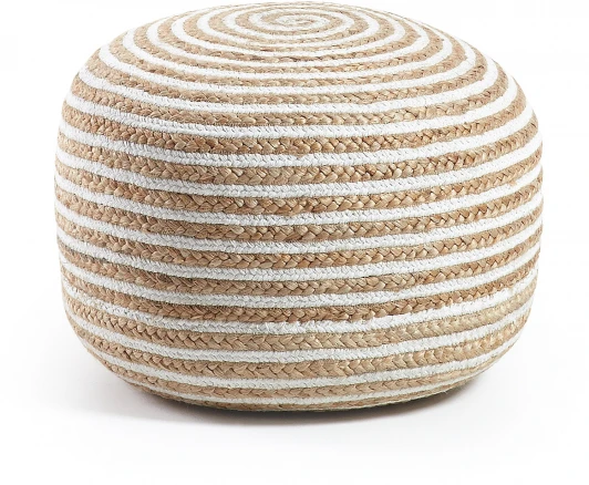 048512 Пуфик La Forma (ex Julia Grup) Saht (Белый/ Джут,Натуральное волокно)