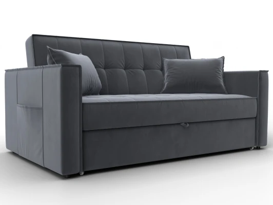 134871 Диван прямой Лига-104 (140) (ЛДСП,Брус,Фанера,Велюр/Серый) Лига Диванов 134871