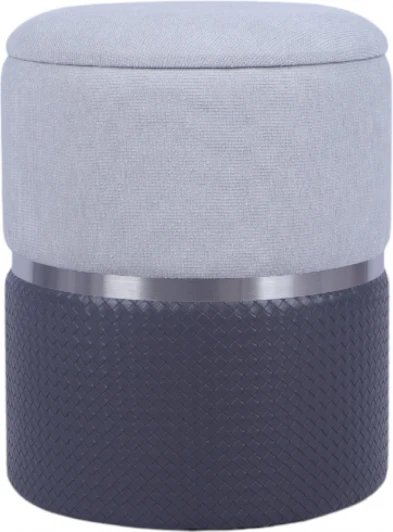 УТ000039383 Пуф Кэрри с ящиком серебро шенилл серо-черный Stool Group арт.УТ000039383