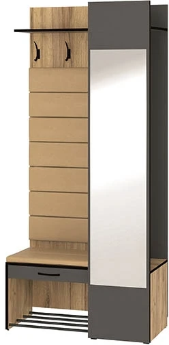 101186 Прихожая с зеркалом Ольга Лофт 2, Дуб крафт золотой/Темно-серый, Ивару