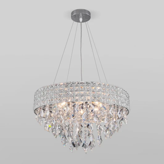 10115/8 хром Подвесная люстра Eurosvet Kira 10115/8 хром/прозрачный хрусталь Strotskis