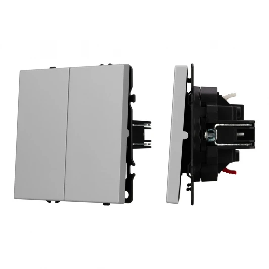 059420 Механизм выключателя двухклавишный непроходной SWT-NOBE-MK02-SFPL-IS (230V, 10A) (Arlight, Никель) 059420