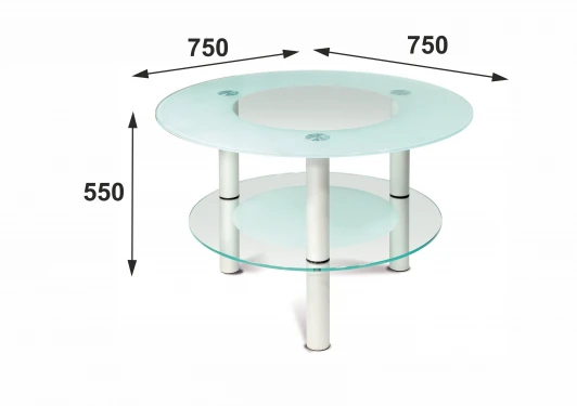 001879 Стол журнальный Кристалл 3 алюминий/прозрачное от фабрики Mebelik