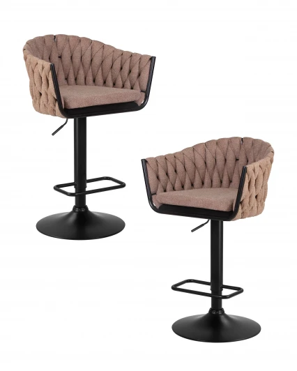 SET-2 9690-LM LEON Набор 2 шт Стул барный DOBRIN LEON (коричневая ткань (LAR 275-3))