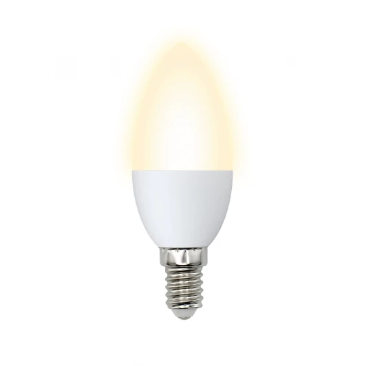 LED-C37-7W/WW/E14/FR/NR картон Лампочка светодиодная свеча белая E14 7W 3000K Volpe LED-C37-7W/WW/E14/FR/NR