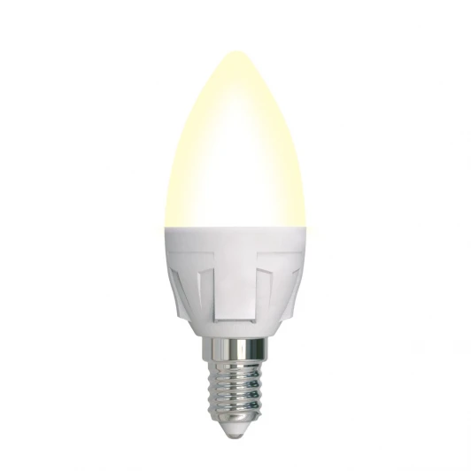 LED-C37 7W/3000K/E14/FR/DIM PLP01WH картон Лампочка светодиодная свеча белая E14 7W 3000K Uniel LED-C37 7W/3000K/E14/FR/DIM PLP01WH