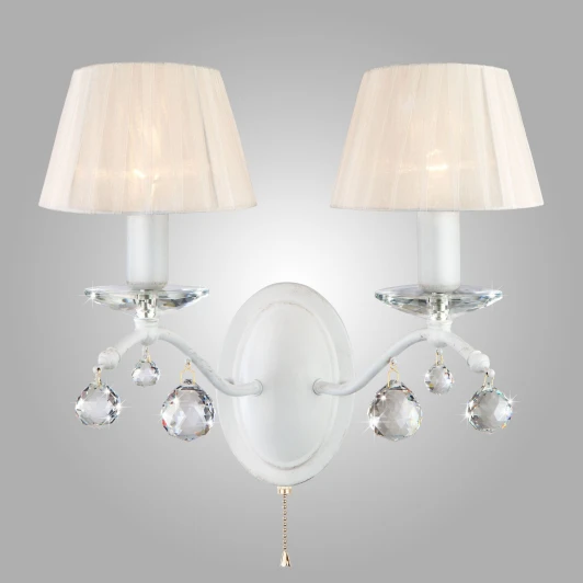 10058/2 белый с золотом/прозрачный хрусталь Strotskis Бра Eurosvet Эстель 10058/2 белый с золотом/прозрачный хрусталь Strotskis