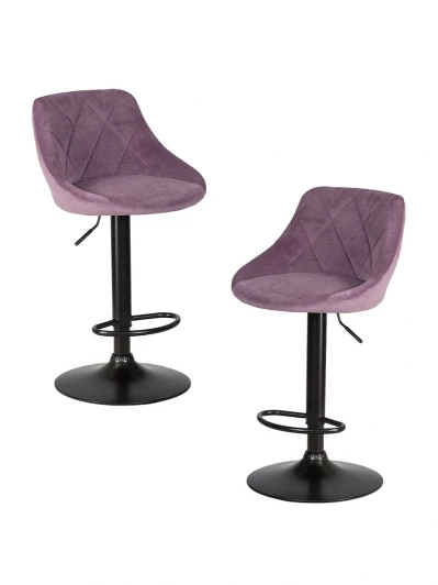 LM-5007-N_B-M_V-MJ9-52 Набор 2 шт стул барный DOBRIN LOGAN BLACK (пудрово-сиреневый велюр (MJ9-52))