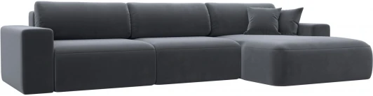 121395 Диван угловой Лига-036 НПБ Классик Лонг правый угол (Серый/Велюр) Лига Диванов арт.121395