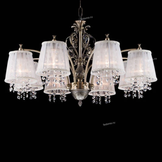75002-8C ANTIQUE BRASS Люстра подвесная Natali Kovaltseva Versailles, 8 плафонов, бронза с белым и прозрачным