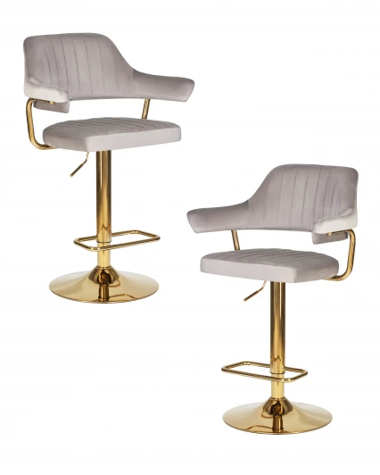 LM-5019-N_G-M_V-MJ9-75 Набор 2 шт стул барный DOBRIN CHARLY GOLD (серый велюр (MJ9-75))