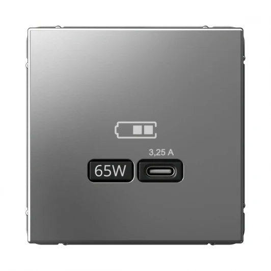 GAL000927 Розетка с быстрой зарядкой USB Type-C 65Вт (сталь) Systeme Electric GAL000927