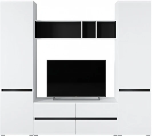 567934 Модульная гостиная Сейдиль комплектация 2 (Сейдиль белый премиум / черный / белый глянец комплектация 2) Mobi арт.567934