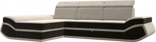 121650L Диван угловой Лига-032 левый угол (Бежевый,Коричневый/Микровельвет) Лига Диванов арт.121650L