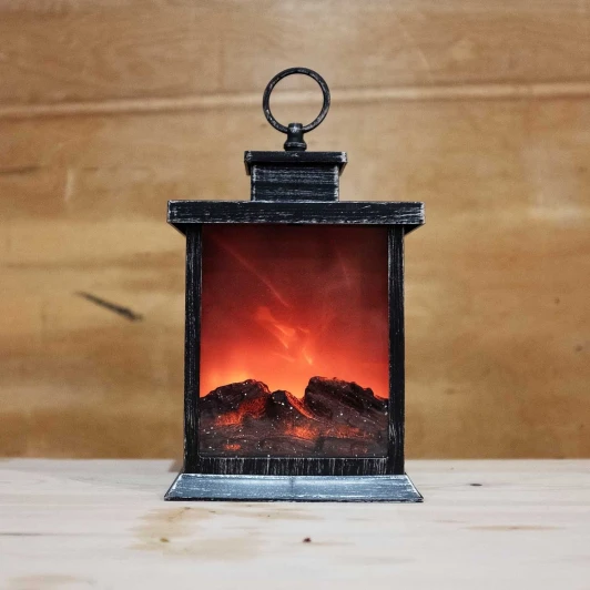 B3327 Светодиодный Фонарь-Камин Тепло-Белый с Имитацией Живого Огня на Батарейках
