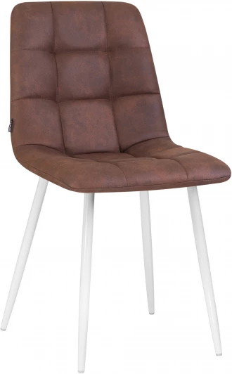 7094-LML ALEX, цвет сиденья коричневая микрофибра (PK-03), цвет основания белый Стул обеденный ALEX (белые ножки, коричневая микрофибра (PK-03))