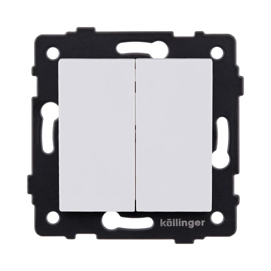 REA-S-011WM Выключатель кнопочный 2-клавишный 10А/250В белый матовый Kollinger REA-S-011WM для Aspekt, Eleganz, Reflex