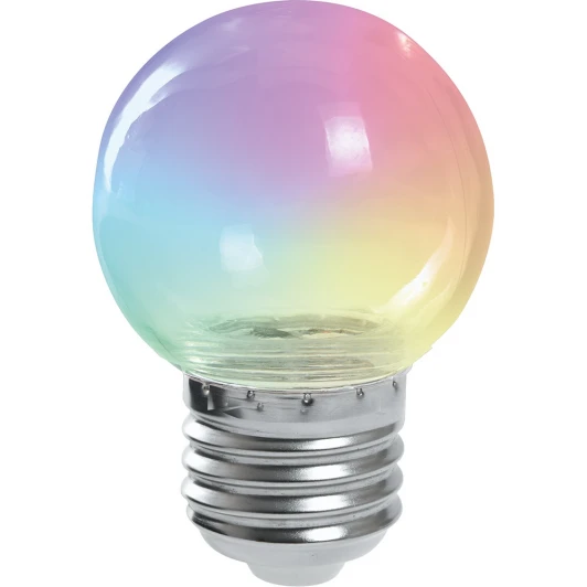 38132 Лампочка светодиодная RGB прозрачный/разноцветный шар G4 1W Feron 38132