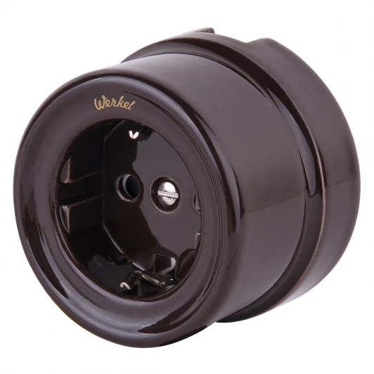 W5671014 Розетка с заземлением (коричневый) Ретро Werkel W5671014 (a051054)