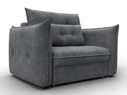 136992 Кресло Лига-100 НПБ (ДСП,Фанера,Велюр/Темно-серый) Лига Диванов 136992