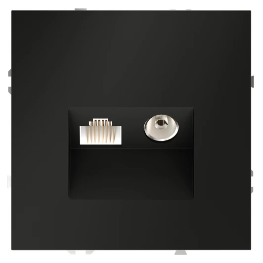 VLS060708 Розетка телевизионная встраиваемая TV+RJ45 Voltum S70 VLS060708 (черный матовый)