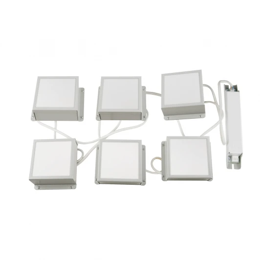 ULP-0808 42W/4000К IP40 GRILYATO OPAL WHITE KIT06 Светильник светодиодный потолочный встраиваемый, комплект из 6 штук. 4000K, для ячеек 86x86мм, в комплекте с и/п Uniel Grilyato Mini ULP-0808 42W/4000К IP40 GRILYATO OPAL WHITE KIT06