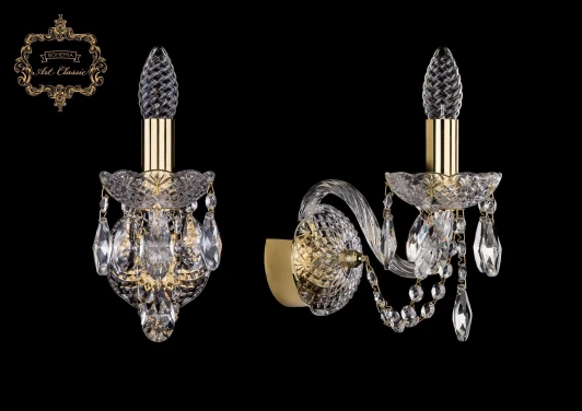 10.11.1.141.Gd.Sp Бра Art Classic 10.11 10.11.1.141.Gd.Sp (220V, хрусталь, подвески, подсвечник, свеча)