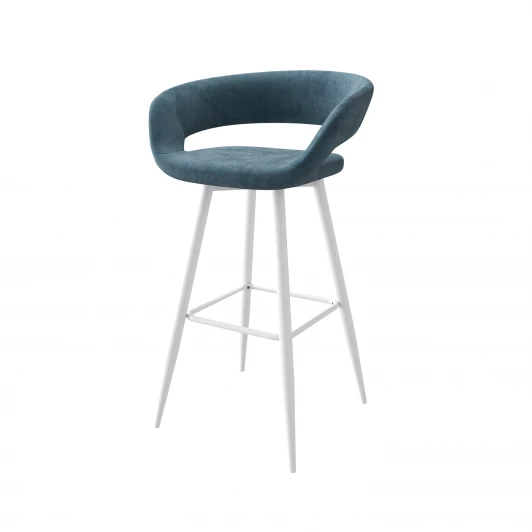 102291 Стул полубарный Р 700, b08 BLUE LUX/БЕЛЫЙ МАМАДОМА Барни 102291