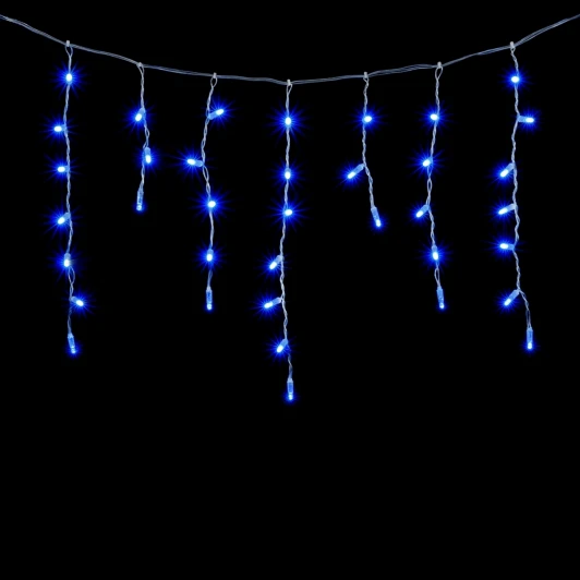 PIL120CAP-10-2B Гирлянда Бахрома с Колпачком 3,1 x 0,5 м Синяя 220В, 120 LED, Провод Прозрачный ПВХ, IP65