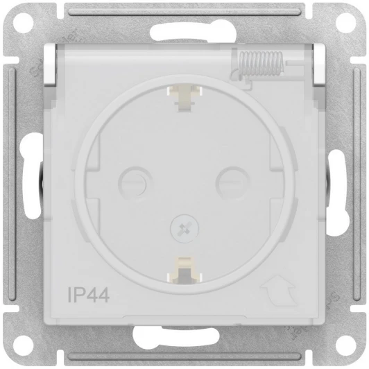 ATN440146 Розетка встраиваемая с заземлением, шторками и крышкой (белый) IP44 Systeme Electric AtlasDesign ATN440146