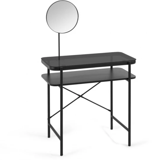 115899 Туалетный стол La Forma (ex Julia Grup) Galatia (Черный/ Стекло,Сталь,Меламин,Металл)