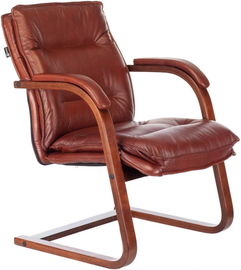 T-9927WALNUT-AV/CHOK Кресло Бюрократ T-9927WALNUT-AV светло-коричневый Leather Eichel кожа полозья дерево